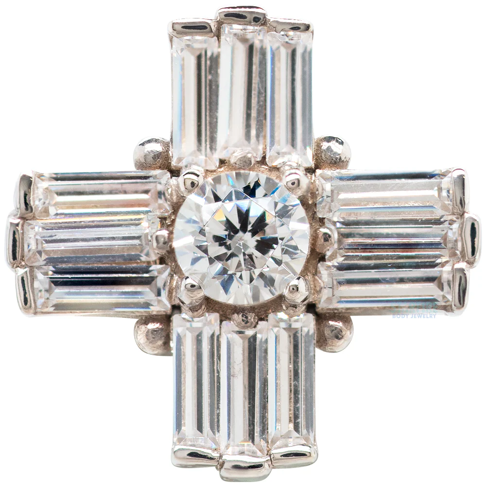 "Raya" Threaded End in Gold & Platinum with CZ's - Image 4