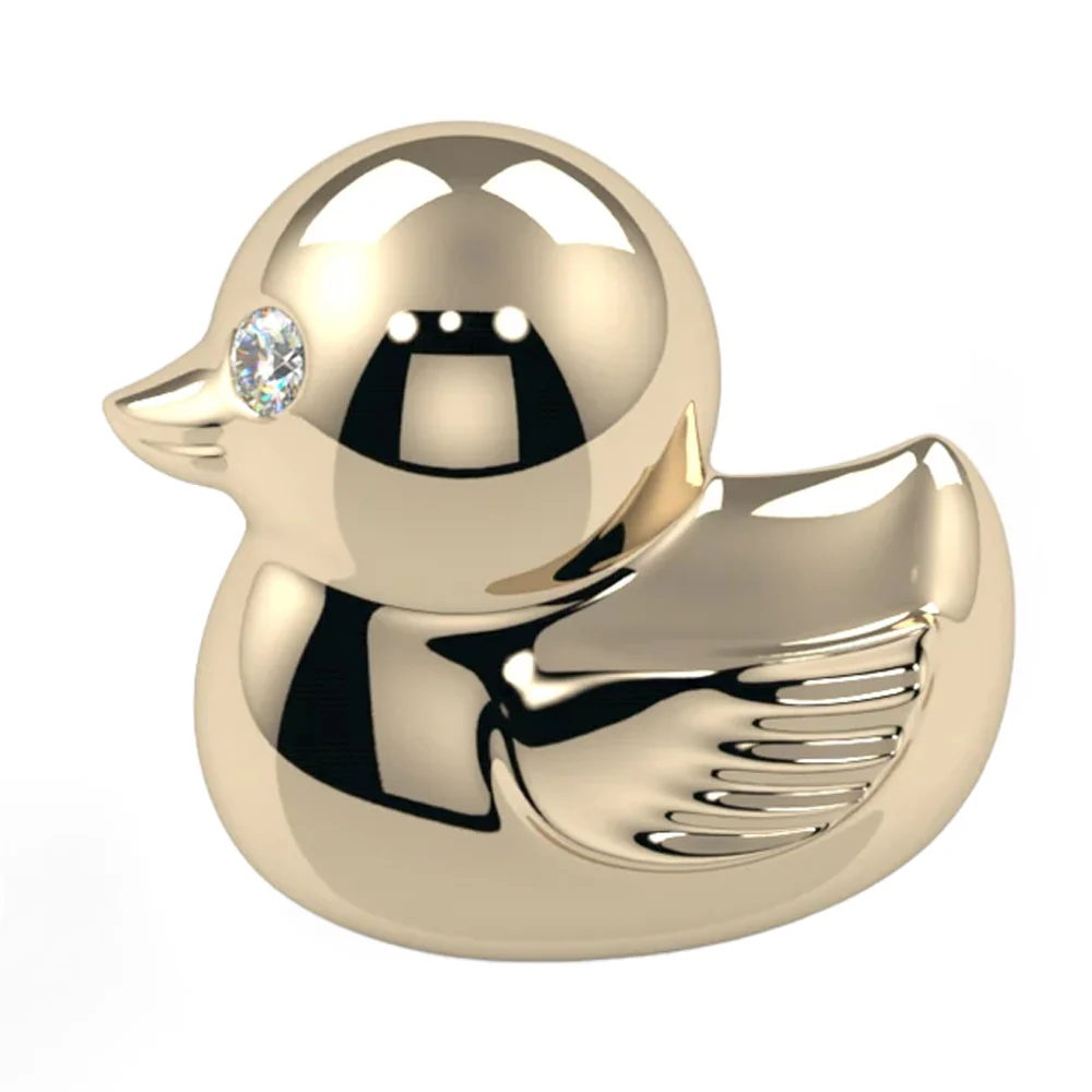 Rubber Ducky Threaded End in Gold & Platinum with CZ - Image 2