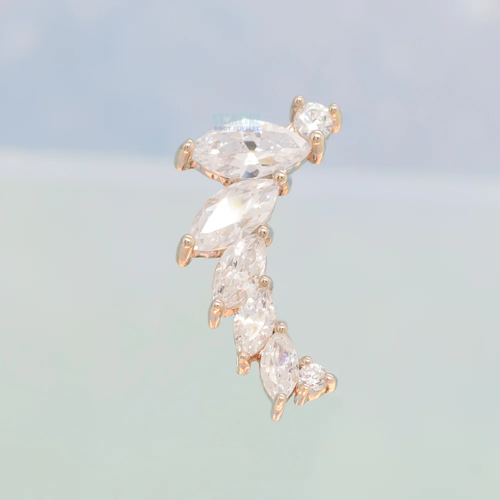 "Sabine" Standard Threaded End in Gold & Platinum with CZ - Image 2