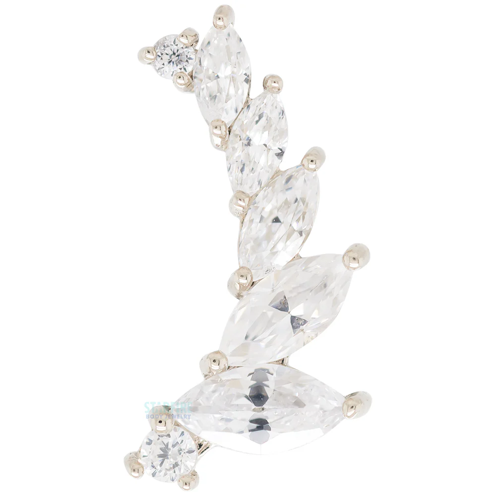 "Sabine" Standard Threaded End in Gold & Platinum with CZ - Image 4