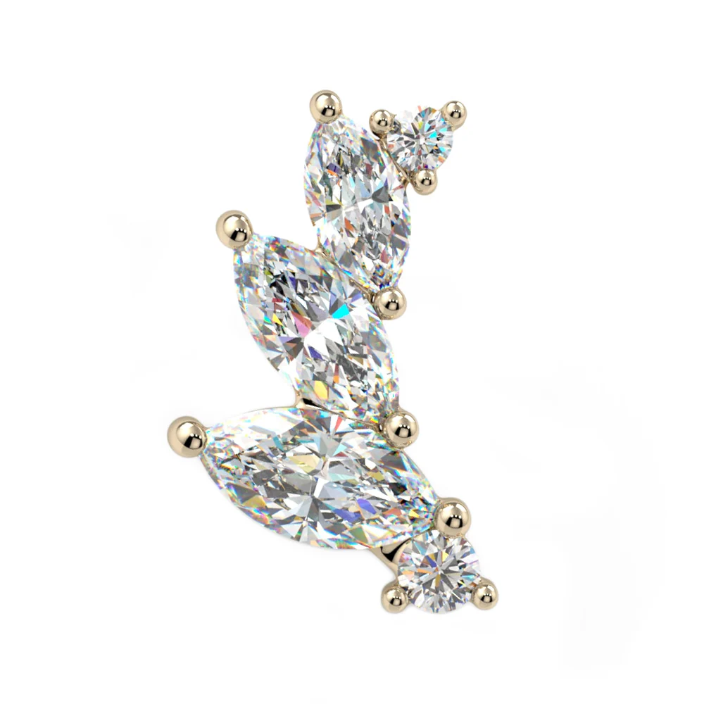"Sabine" Small Threaded End in Gold & Platinum with CZ - Image 3