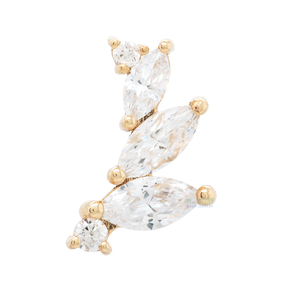 "Sabine" Small Threaded End in Gold & Platinum with CZ - Image 4