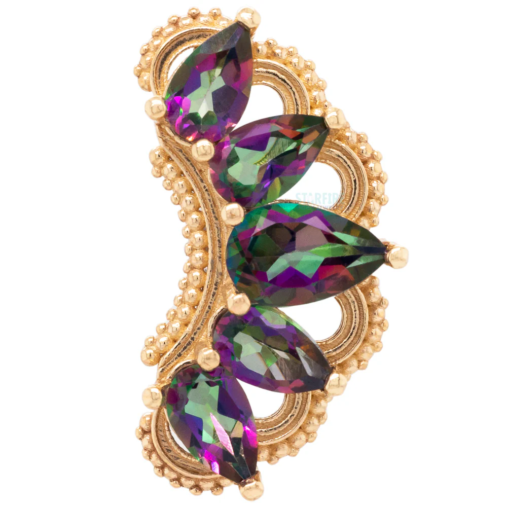 "Tala" Threaded End in Gold & Platinum with Mystic Topaz' - Image 3