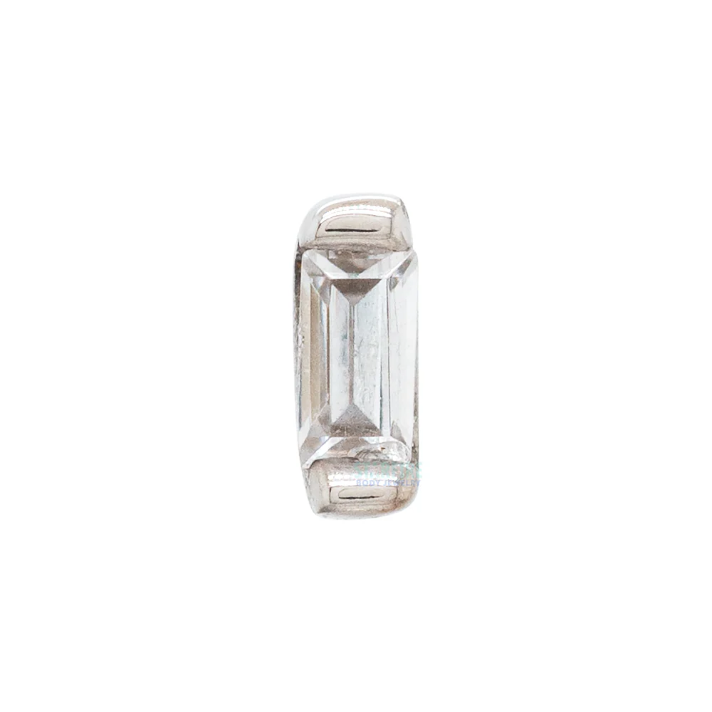 threadless: Channel Set Baguette End in Gold & Platinum with CZ - Image 2