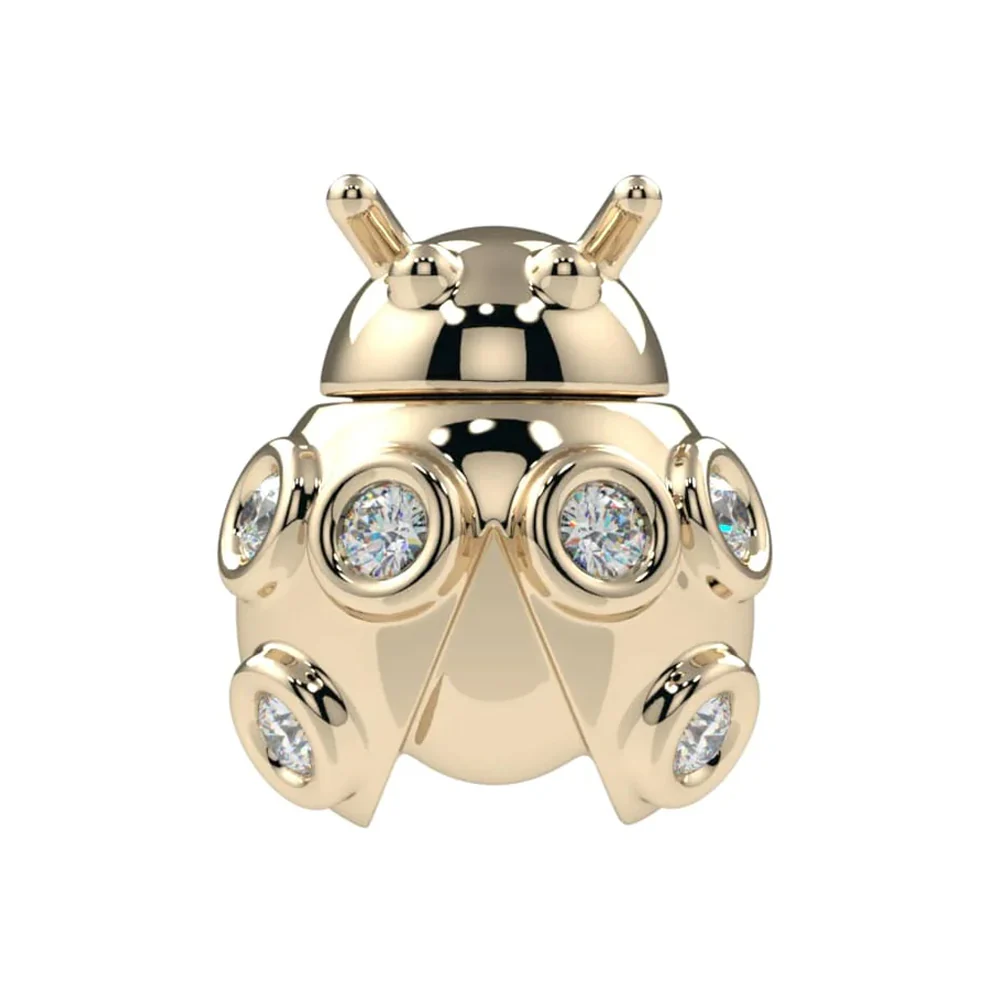 threadless: Gem Ladybug End in Gold & Platinum with CZ's - Image 2