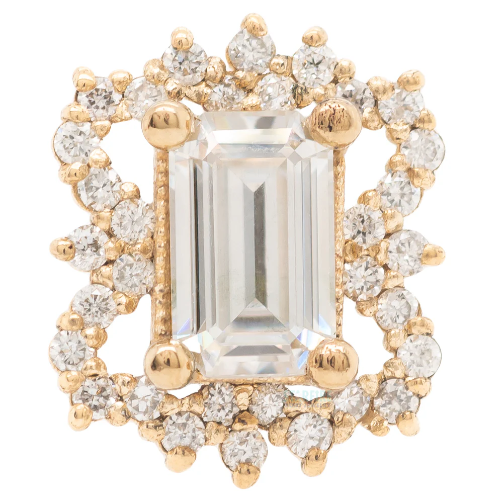 "Victoria" Threaded End End in Gold & Platinum with Moissanite & Diamonds - Image 3