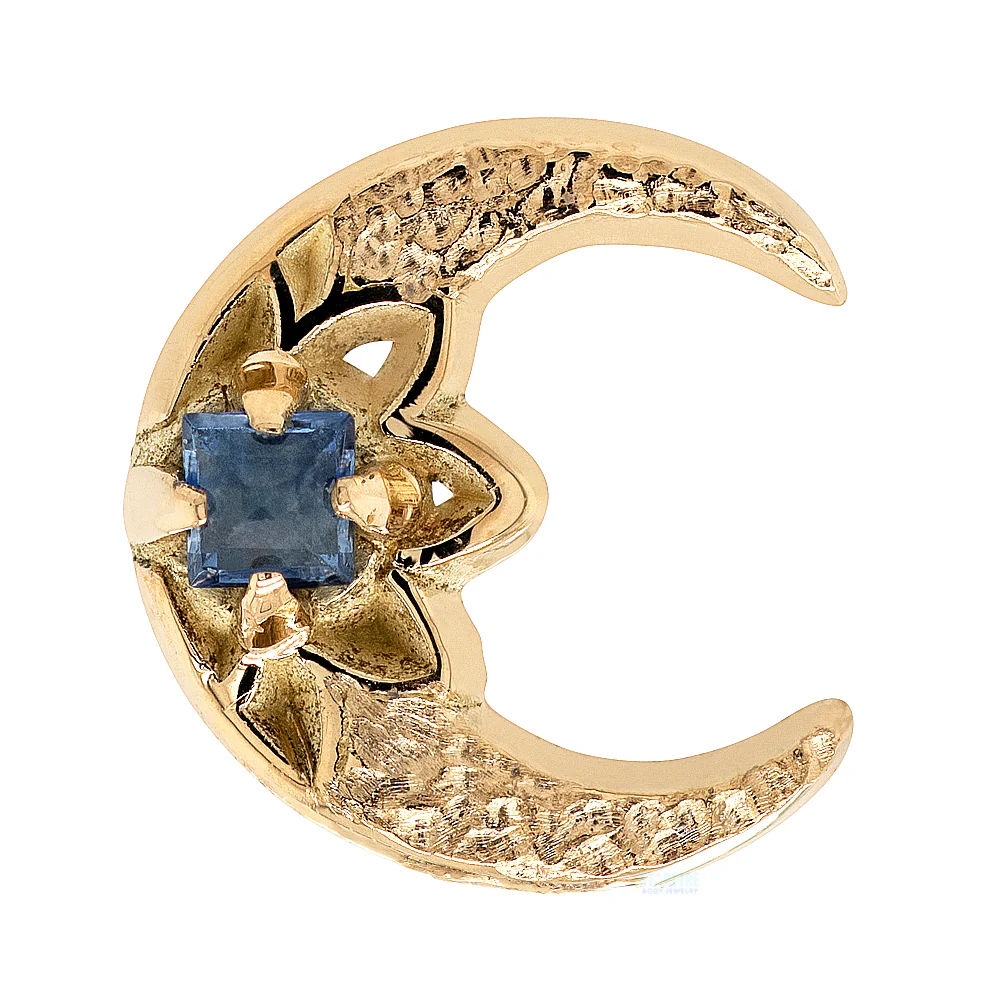 threadless: Crescent Moon End in Gold with Blue Sapphire - Image 3
