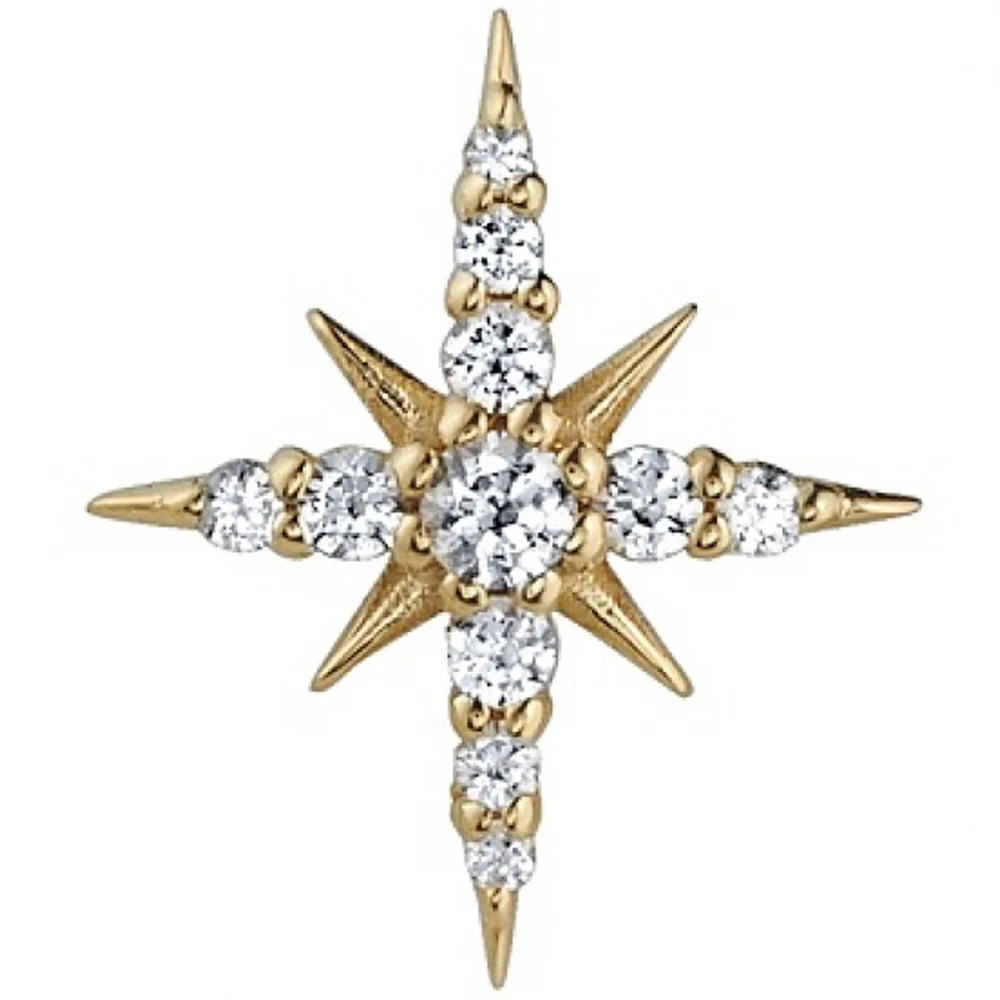 "Lady Katya" Threaded End in Gold with White CZ's - Image 2