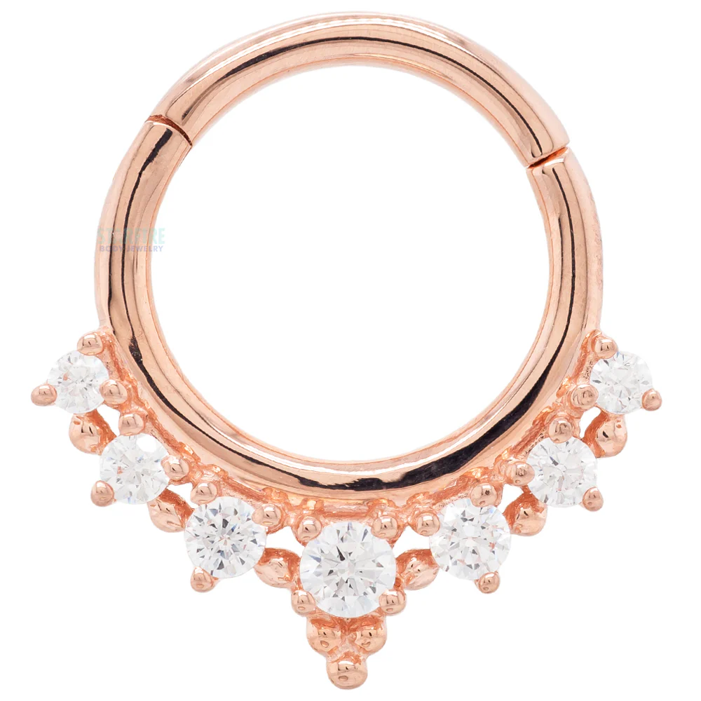 "Lala" Hinge Ring / Clicker in Gold with CZ's