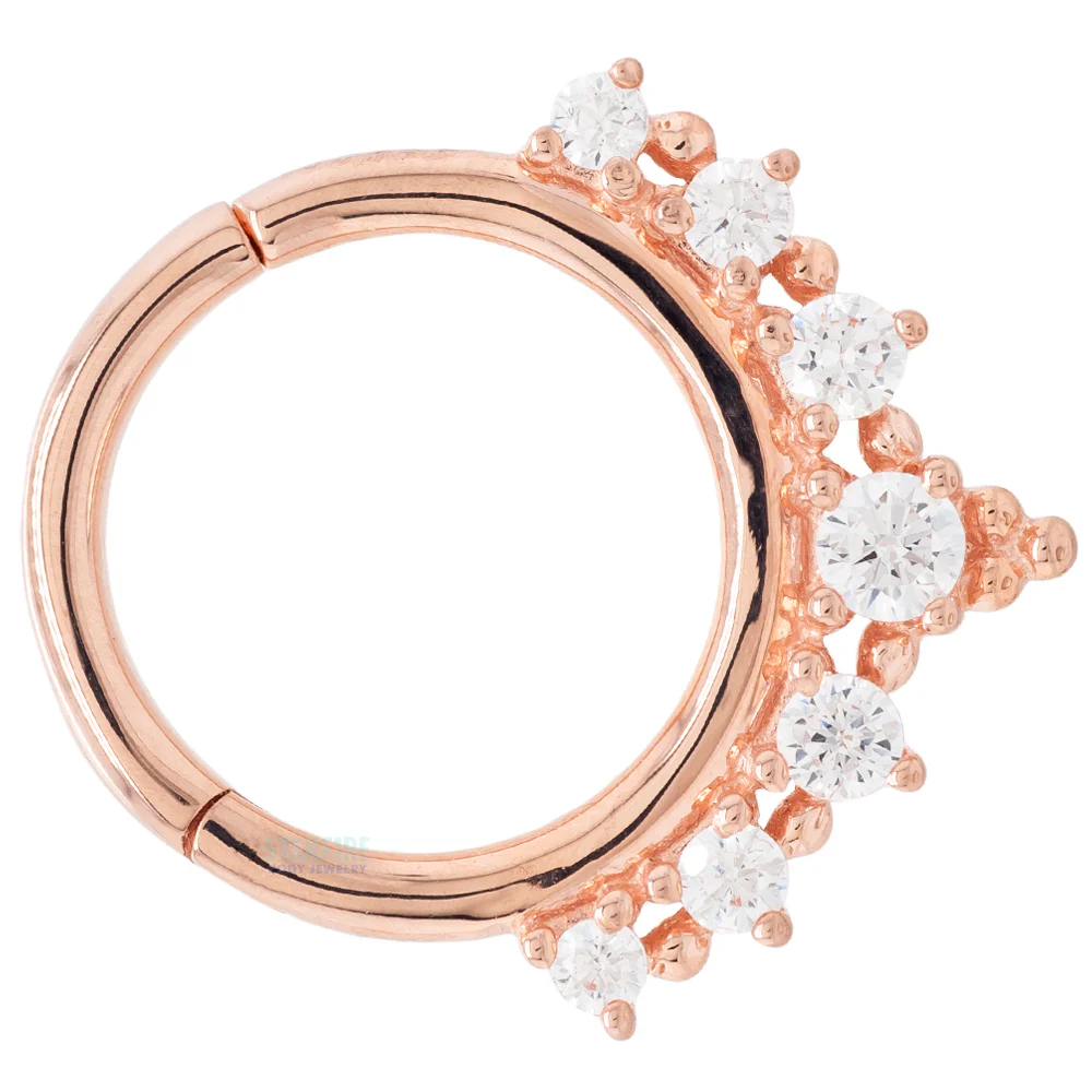 "Lala" Hinge Ring / Clicker in Gold with CZ's - Image 3