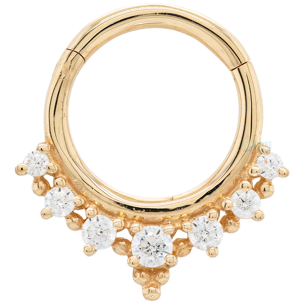 "Lala" Hinge Ring / Clicker in Gold with CZ's - Image 4