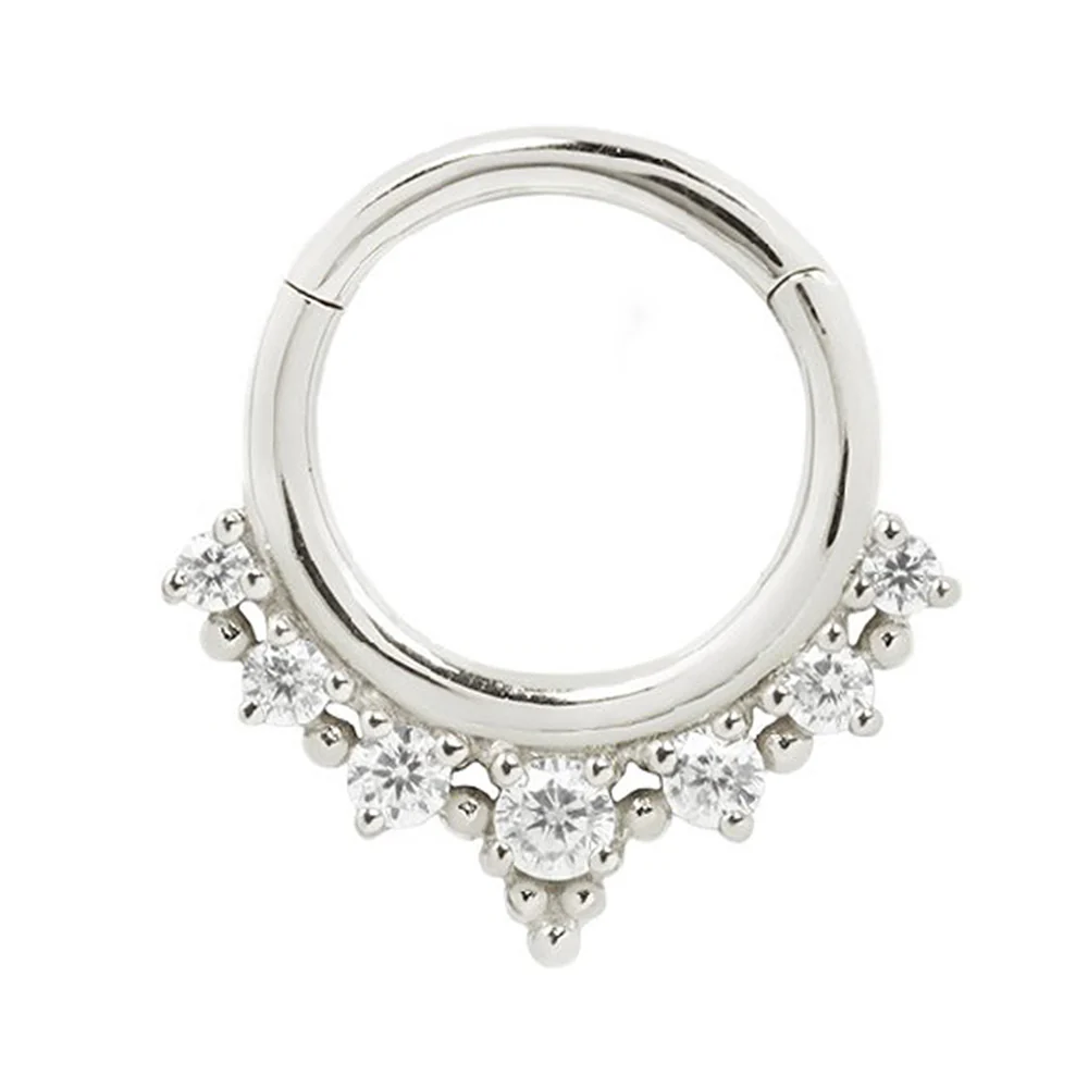 "Lala" Hinge Ring / Clicker in Gold with CZ's - Image 5