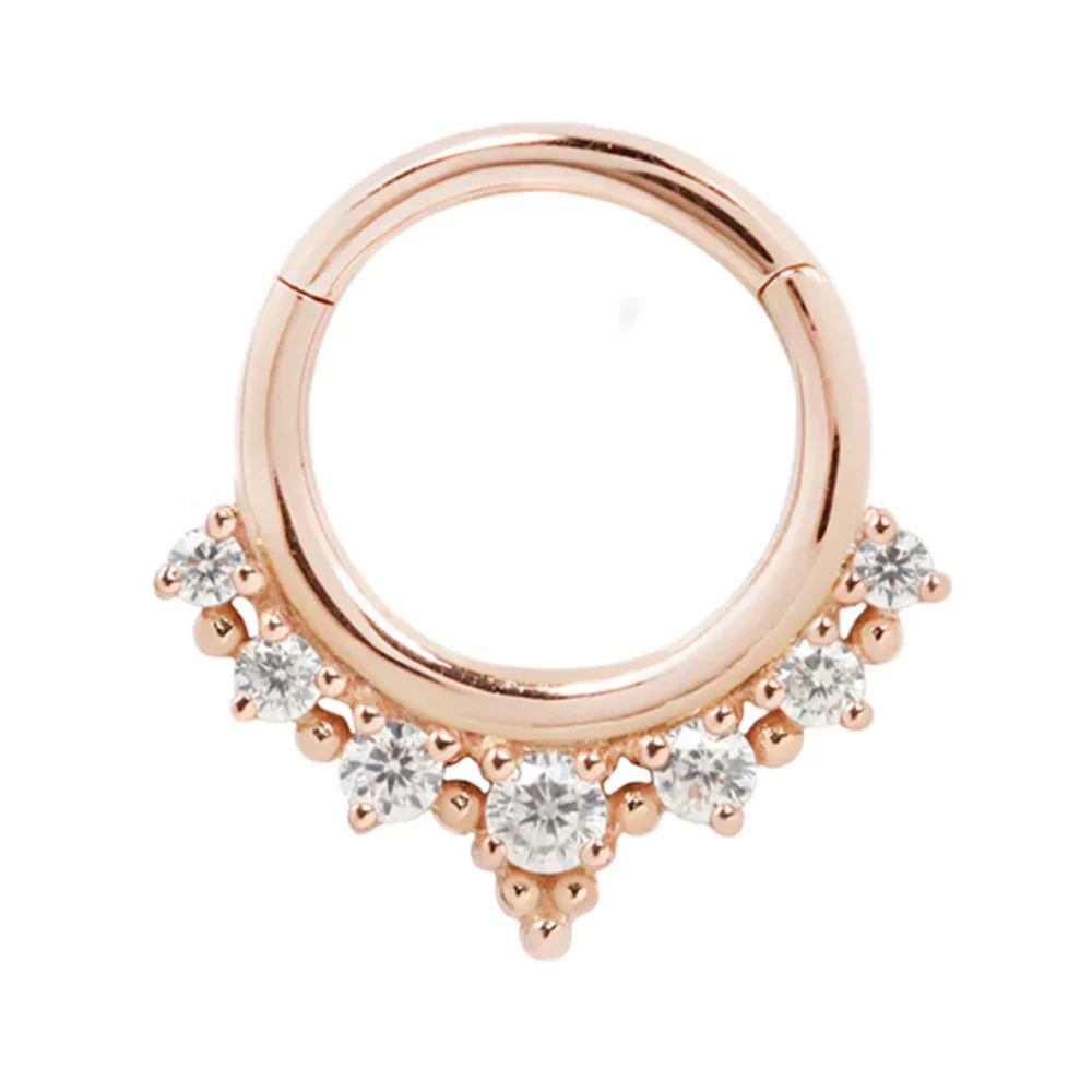 "Lala" Hinge Ring / Clicker in Gold with CZ's - Image 6
