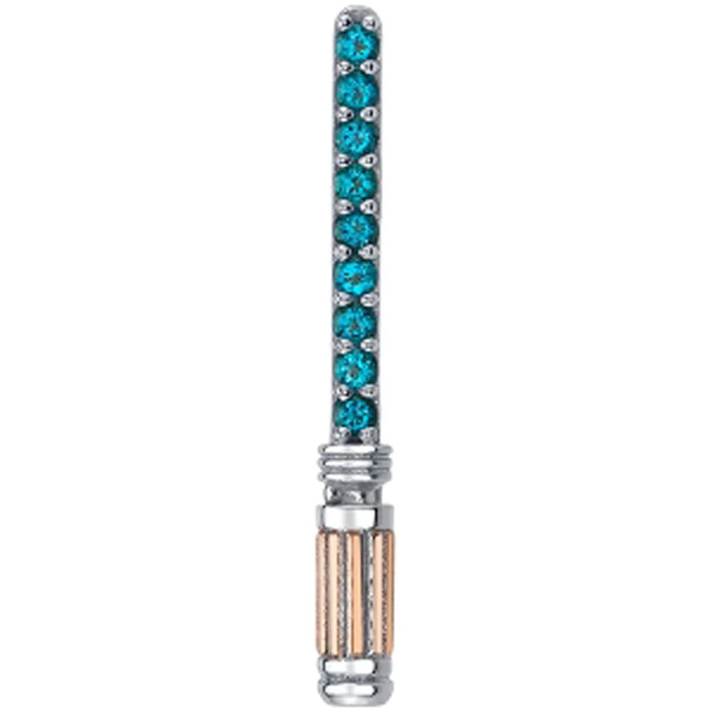 "Leia's Saber" Double Threaded End in Gold with Paraiba Topaz' - Image 2