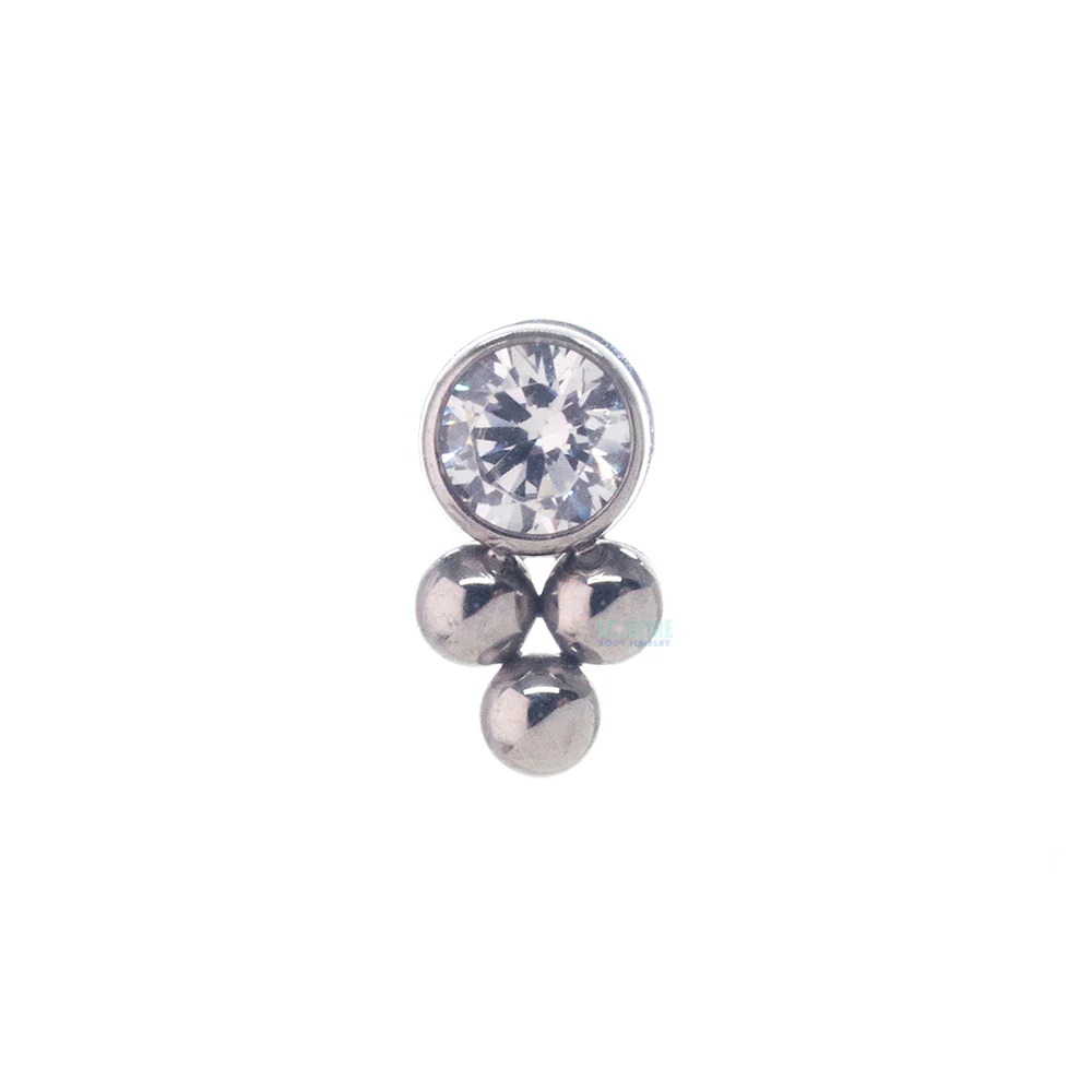 11HT-3 'Haute Couture' 2mm Faceted Gem Bezel Threaded End - Image 3