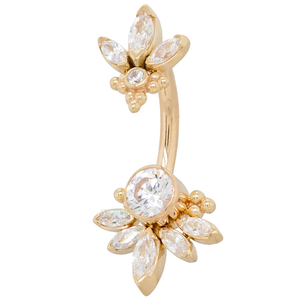 "Lillian" Faceted Gem Navel Curve in Gold - Image 4