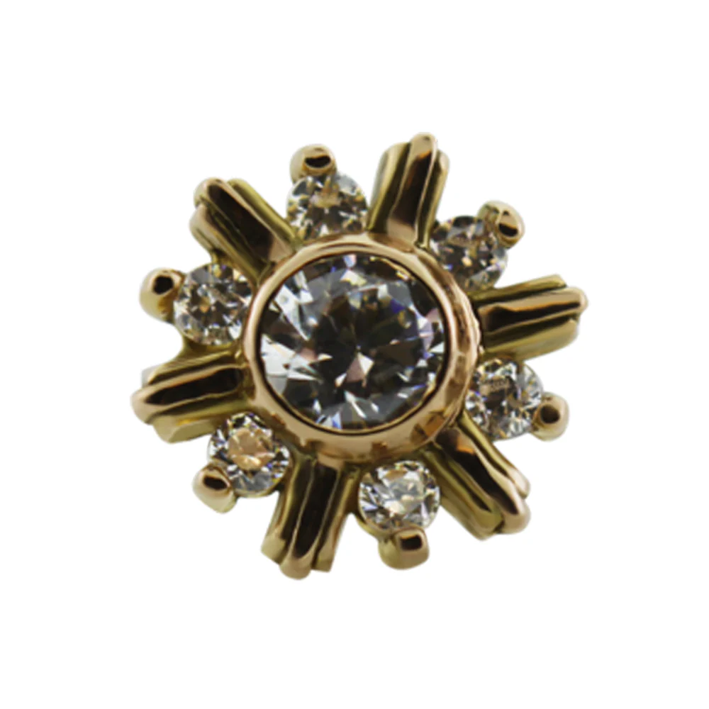 "7 Stone Snowflake " Threaded End in Gold with Faceted Gems - Image 2