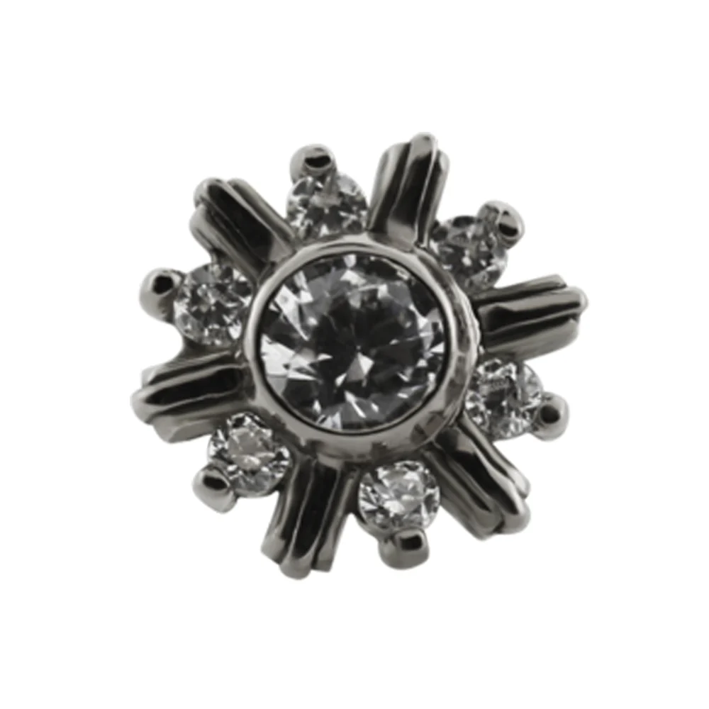 "7 Stone Snowflake " Threaded End in Gold with Faceted Gems - Image 3