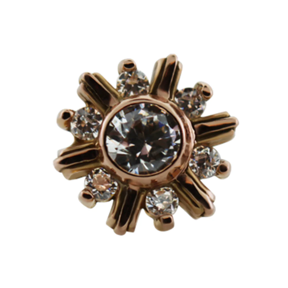 "7 Stone Snowflake " Threaded End in Gold with Faceted Gems - Image 4