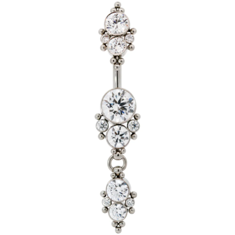 "Angel" 'Cascade' Faceted Gem Navel Curve with Dangle