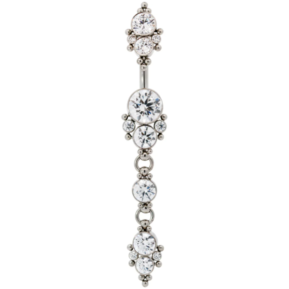 "Angel" 'Cascade' Faceted Gem Navel Curve with Dangle - Image 2