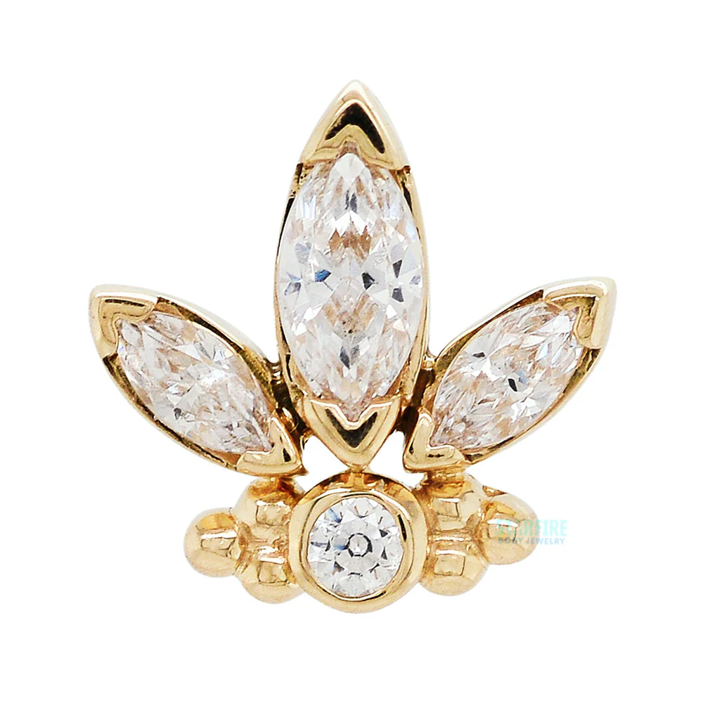 "Anna" Threaded End in Gold with Faceted Gems - Image 4