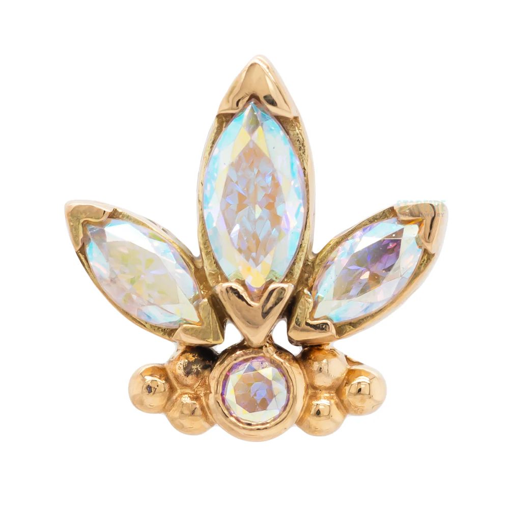 "Anna" Threaded End in Gold with Faceted Gems - Image 5