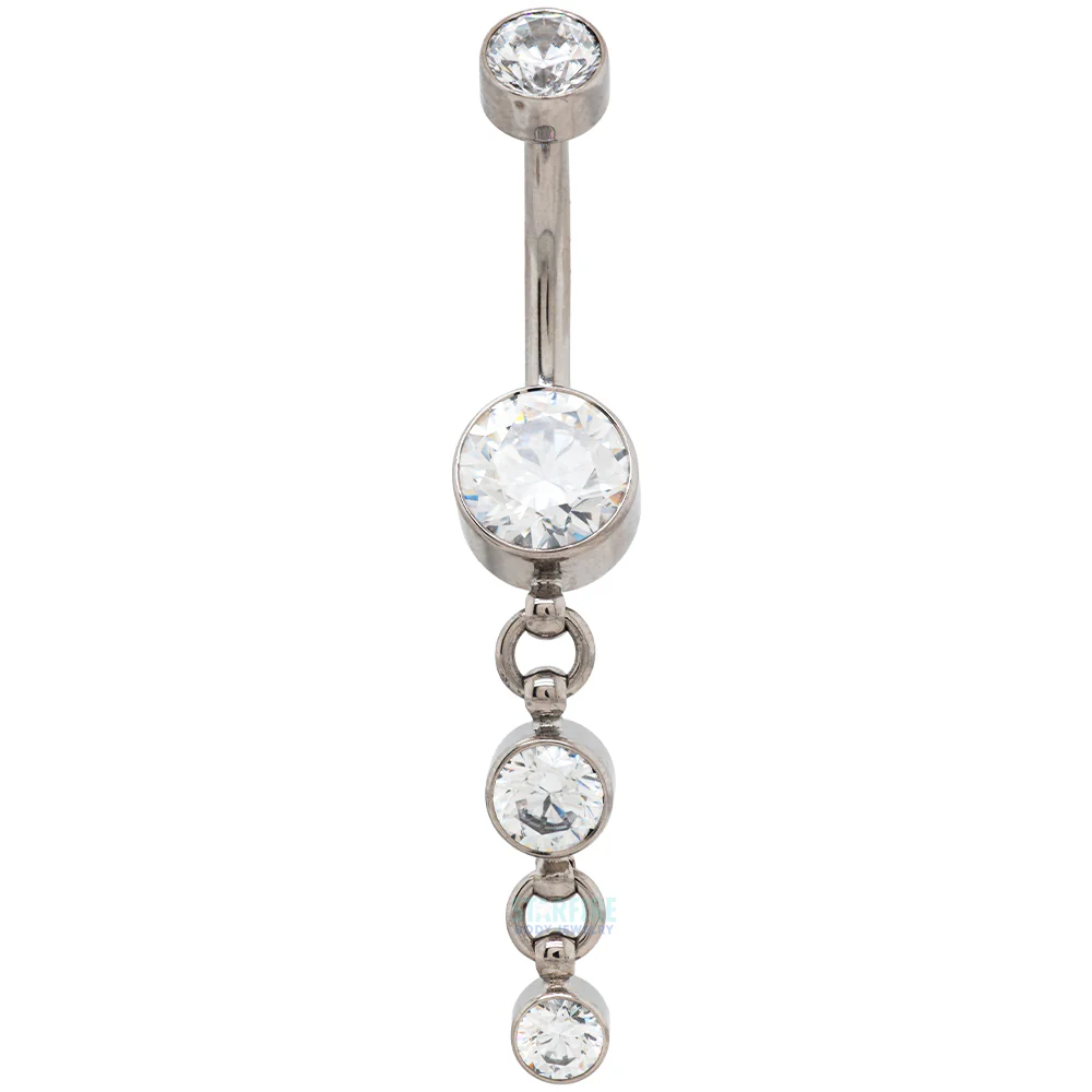 "Balance" Faceted Gem Navel Curve with Dangle - Image 3