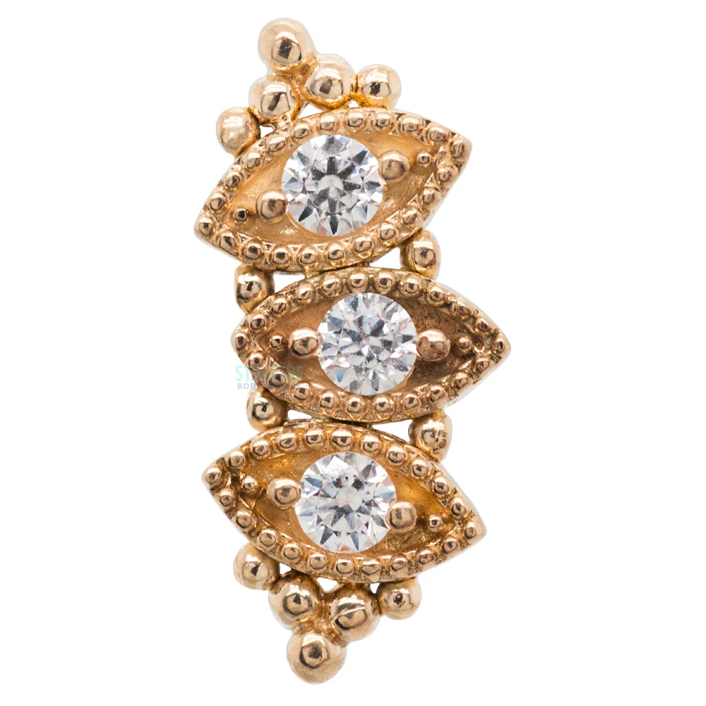 "Claudette" Threaded End with Faceted Gems in Gold - Image 2