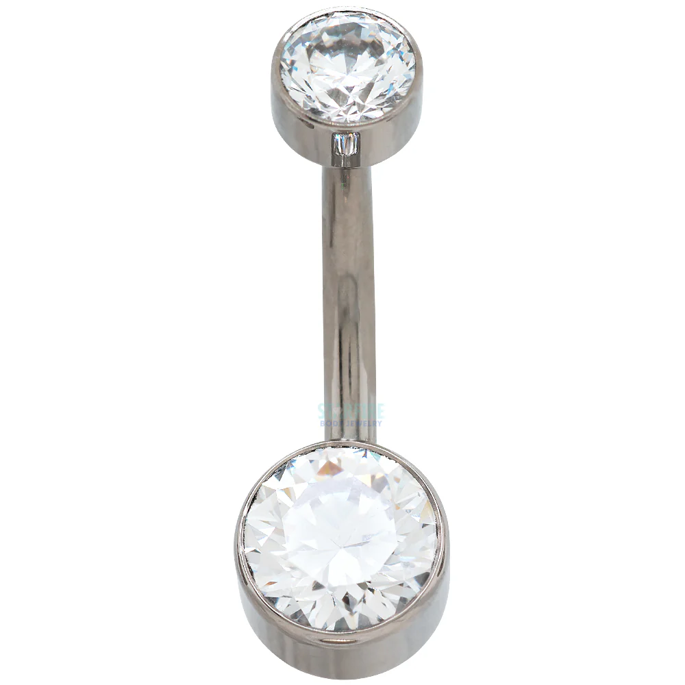 Double Bezel Faceted Gem Navel Curve - Image 2