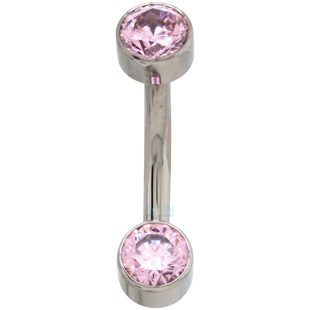 Double Bezel Faceted Gem Navel Curve - Image 3