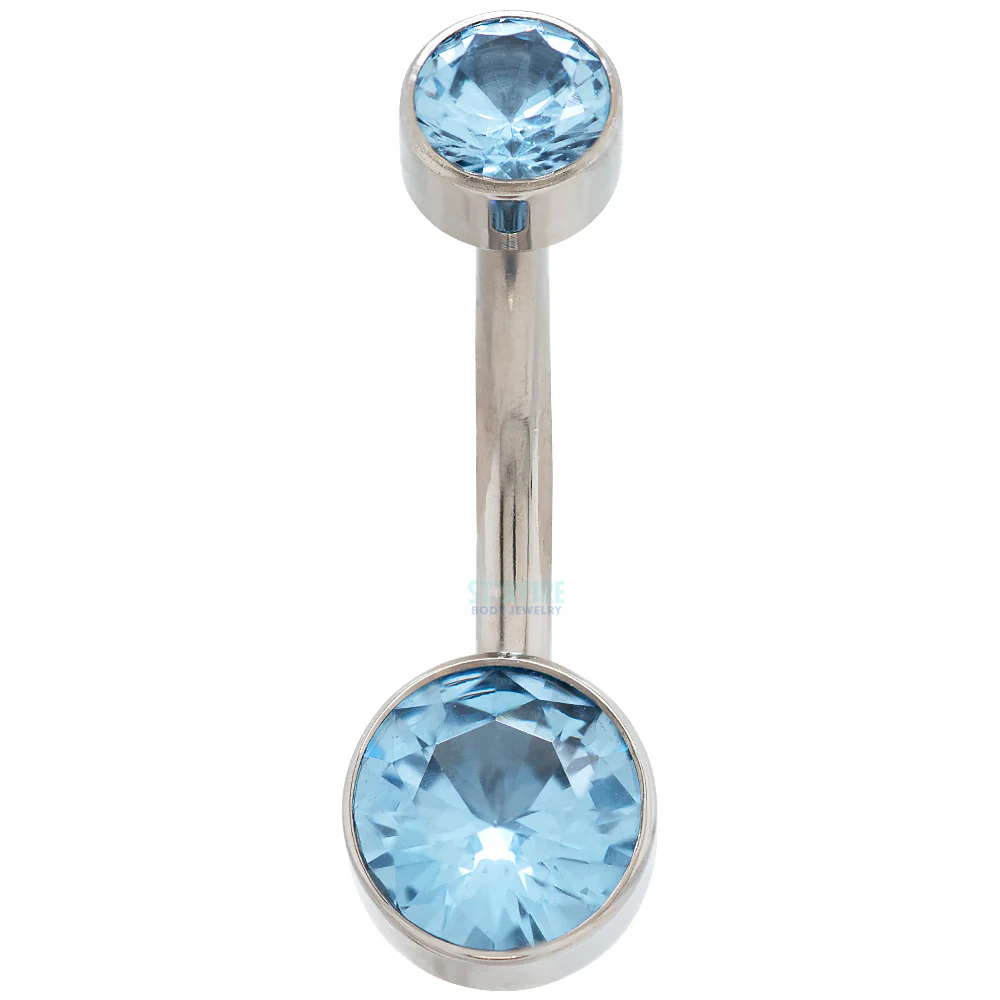Double Bezel Faceted Gem Navel Curve - Image 4
