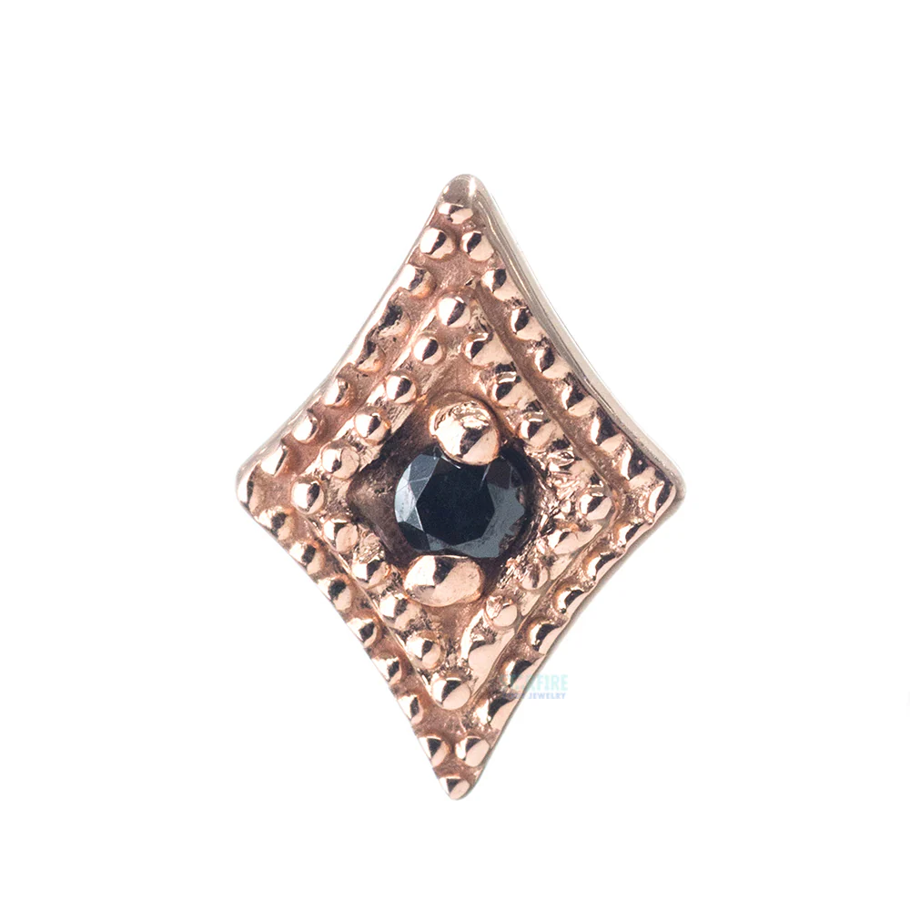 Double Diamond Millgrain Threaded End in Gold with Faceted Gem - Image 6