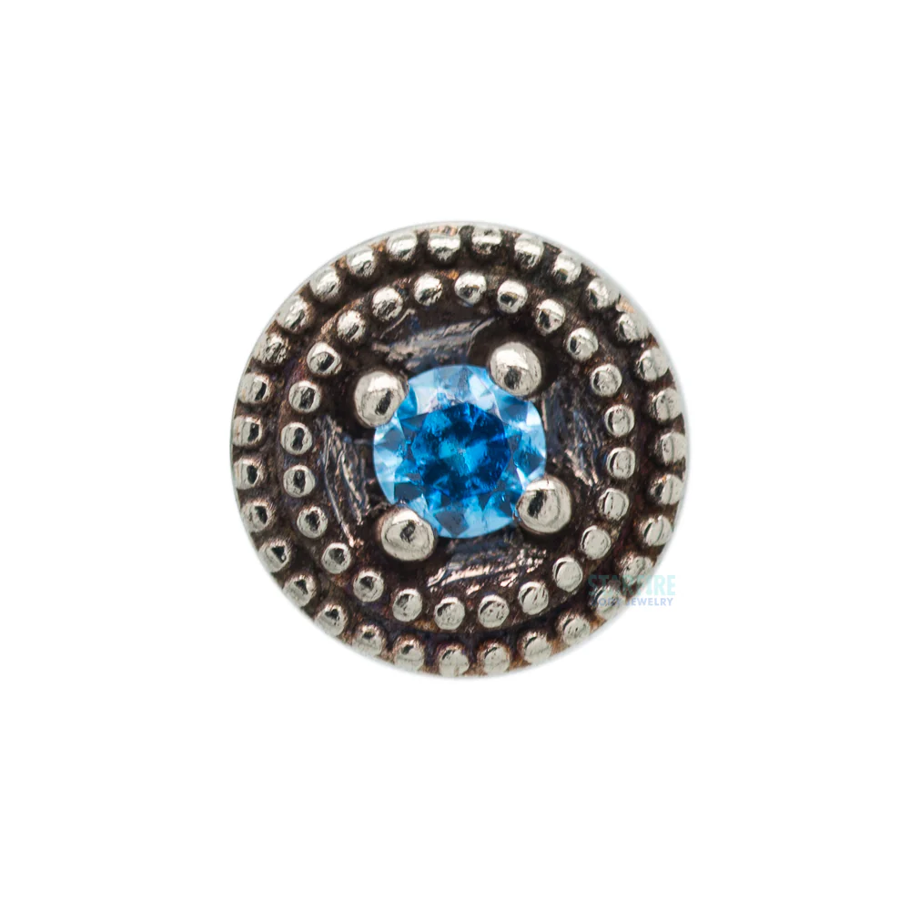 Double Millgrain Round Threaded End in Gold with Faceted Gem in Prong's - Image 4
