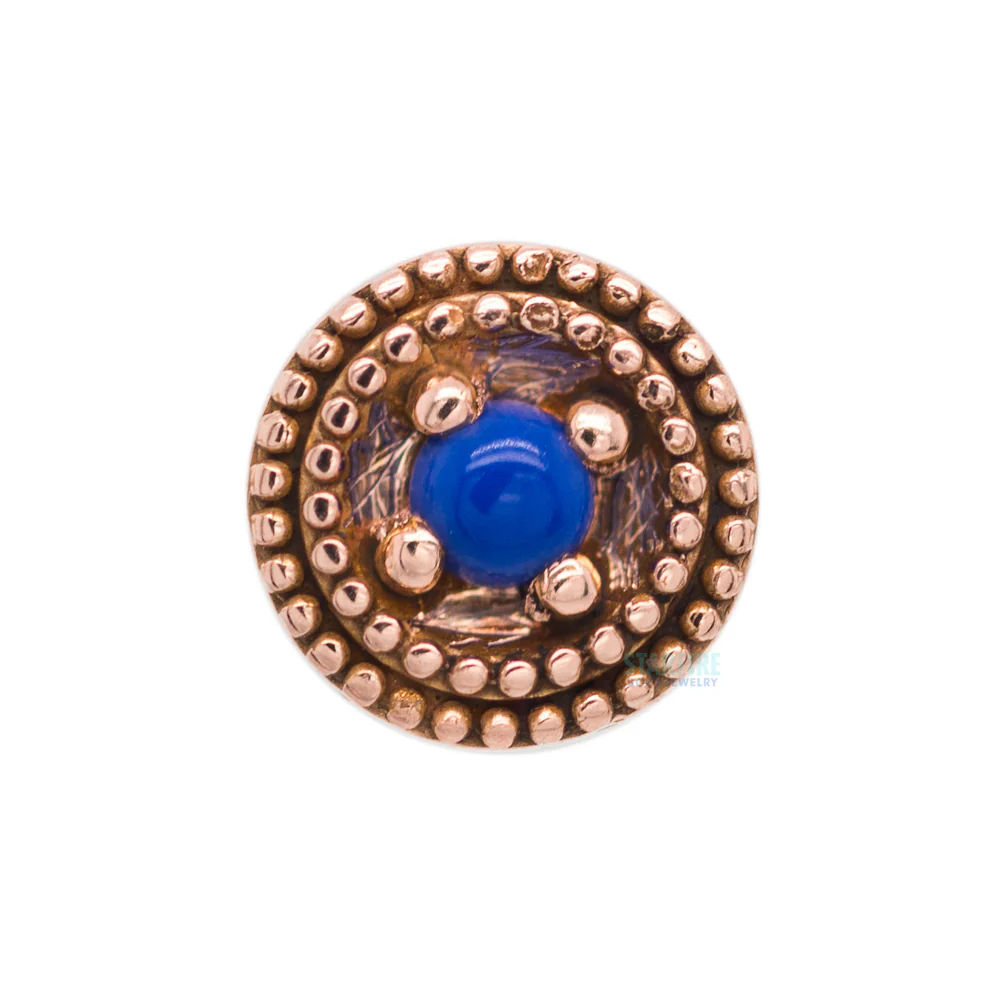 Double Millgrain Round Threaded End in Gold with Stone Cabochon in Prong's - Image 6