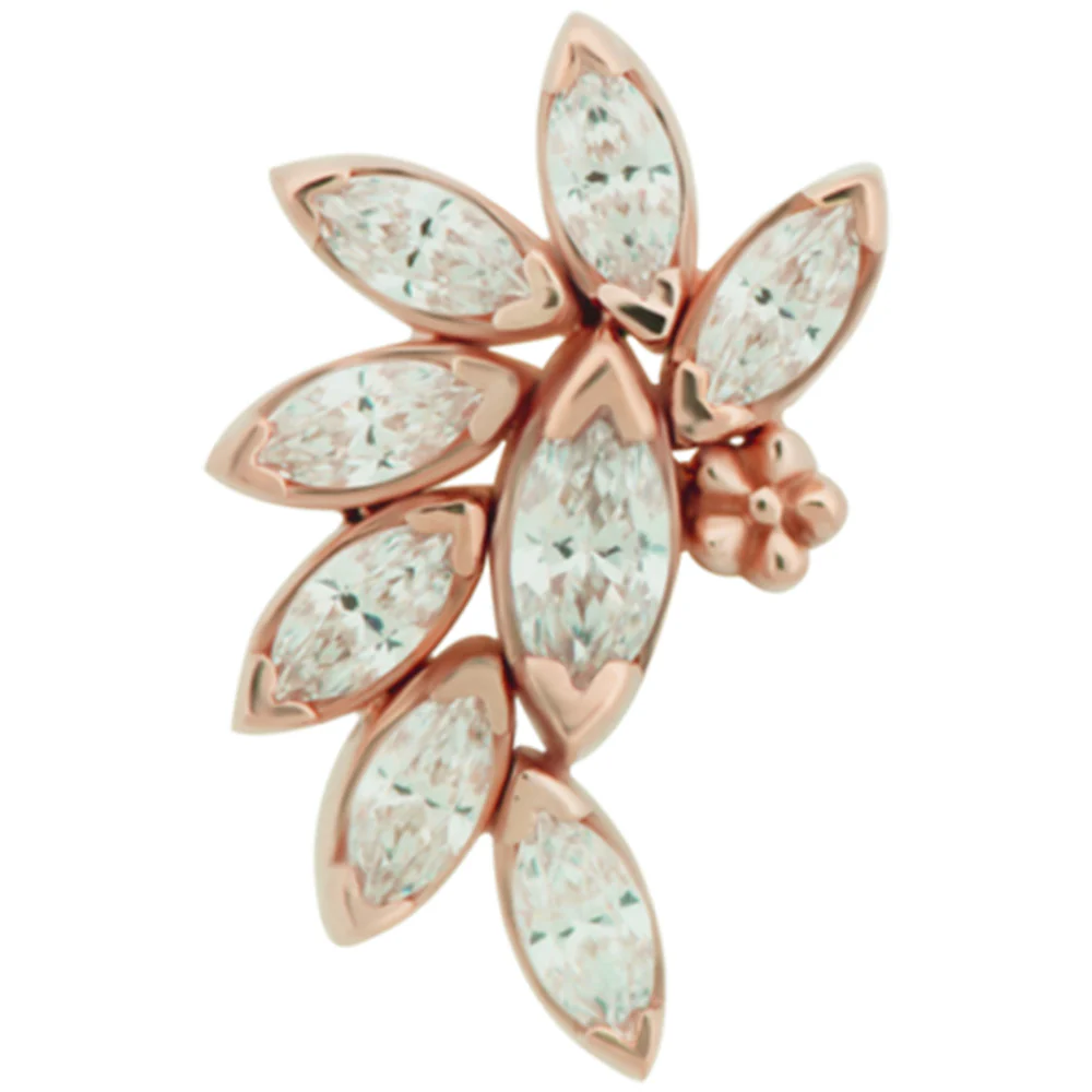 "Ethel" Threaded End in Gold with Faceted Gems - Right Ear