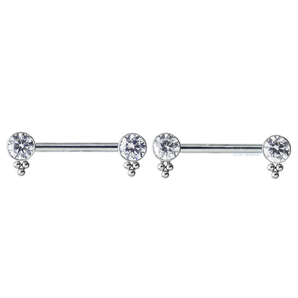 HC1TT 'Haute Couture' Side Set Faceted Gem Nipple Barbells - pair - Image 4