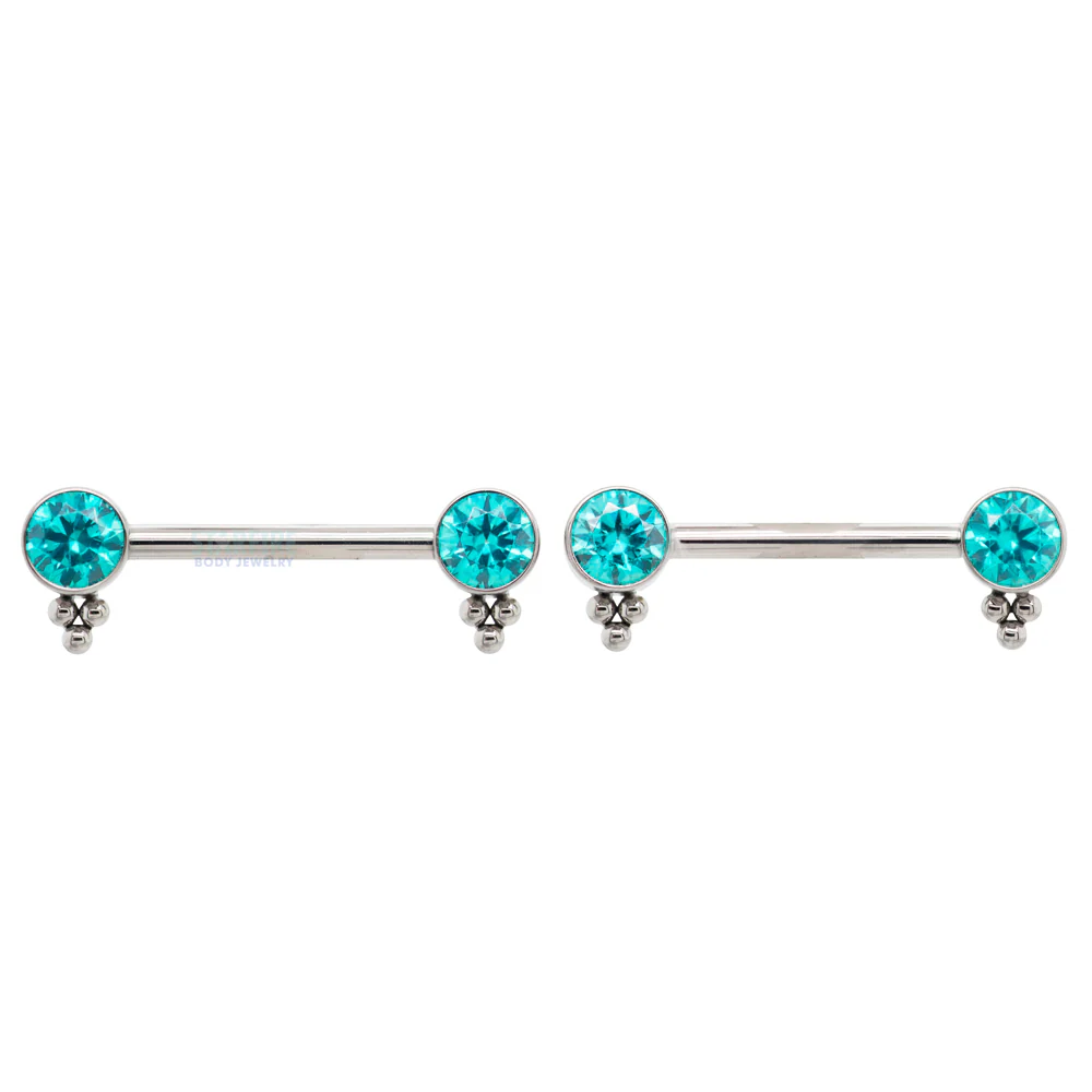 HC1TT 'Haute Couture' Side Set Faceted Gem Nipple Barbells - pair - Image 5