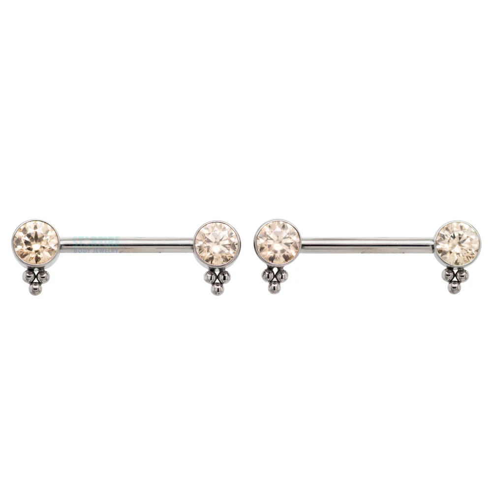 HC1TT 'Haute Couture' Side Set Faceted Gem Nipple Barbells - pair - Image 6