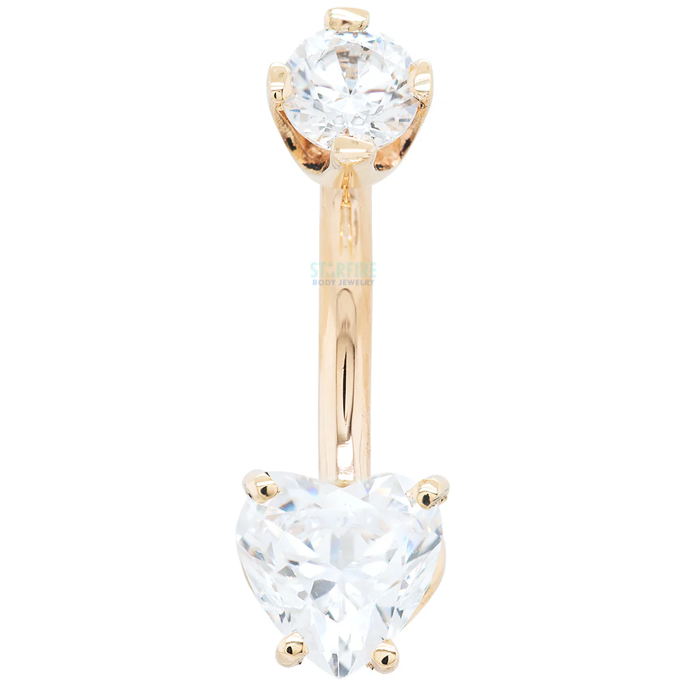 Heart Faceted Gem Navel Curve in Gold - Image 3