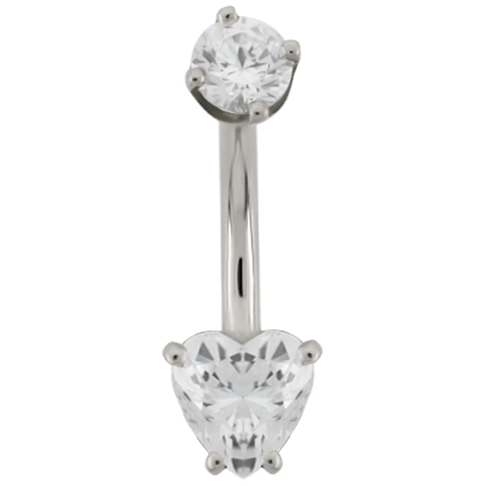 Heart Faceted Gem Navel Curve in Gold - Image 4