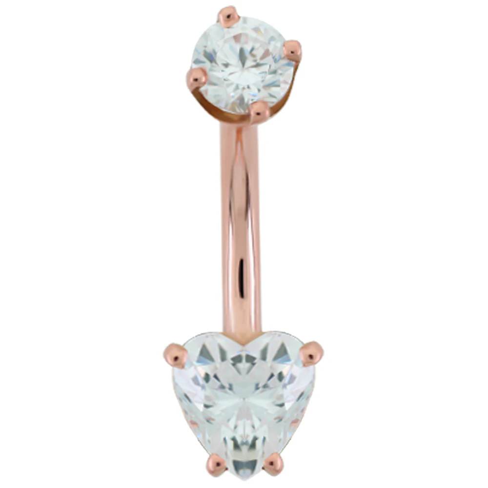 Heart Faceted Gem Navel Curve in Gold - Image 5