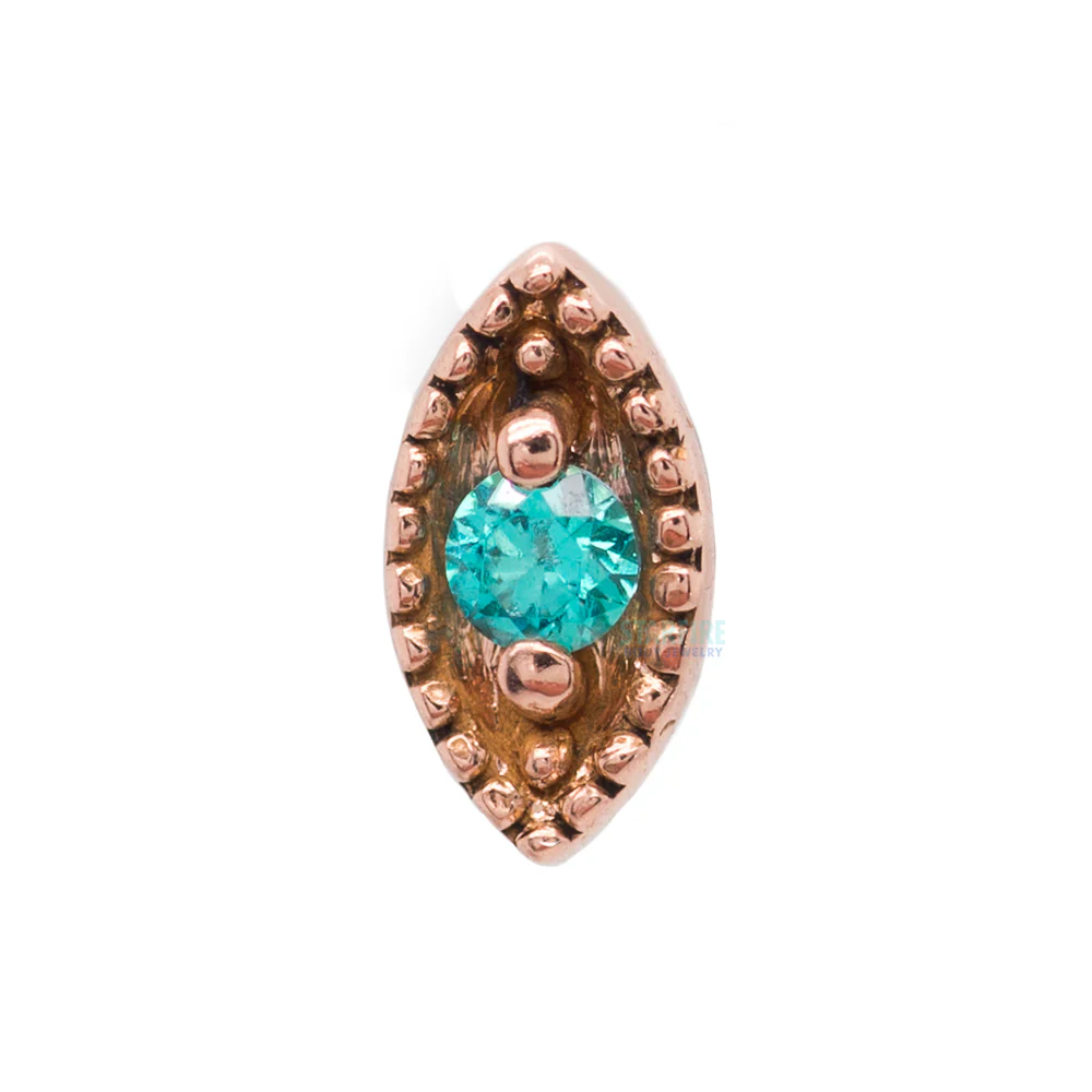 Millgrain Marquise Threaded End in Gold with Faceted Gem - Image 10