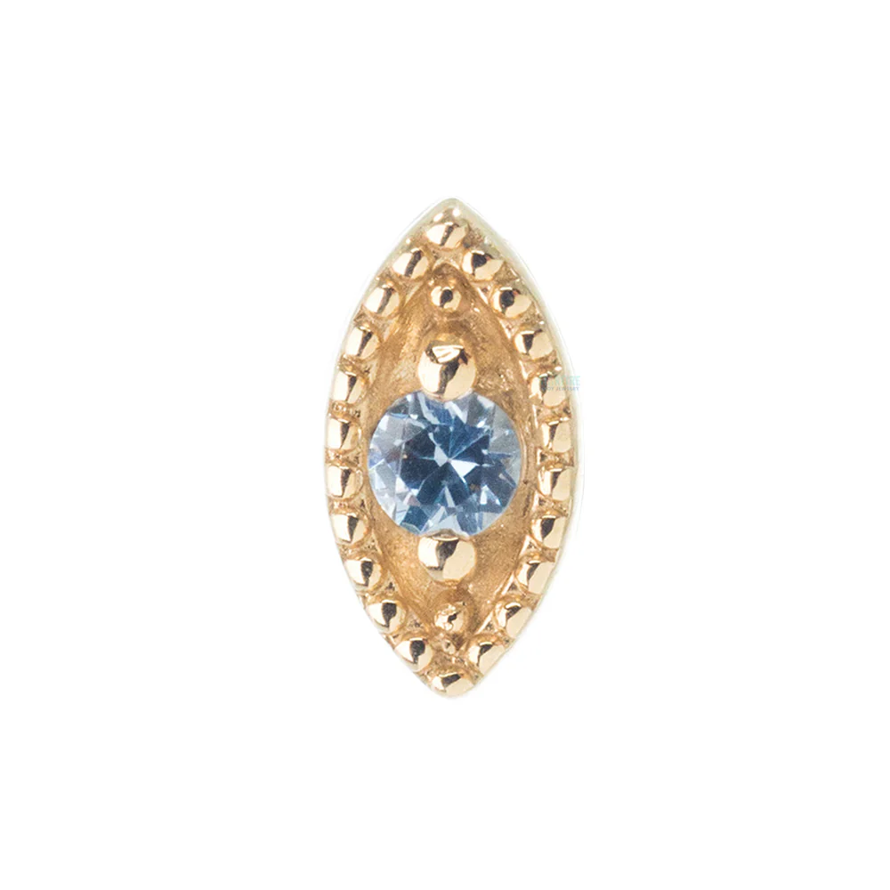 Millgrain Marquise Threaded End in Gold with Faceted Gem - Image 4