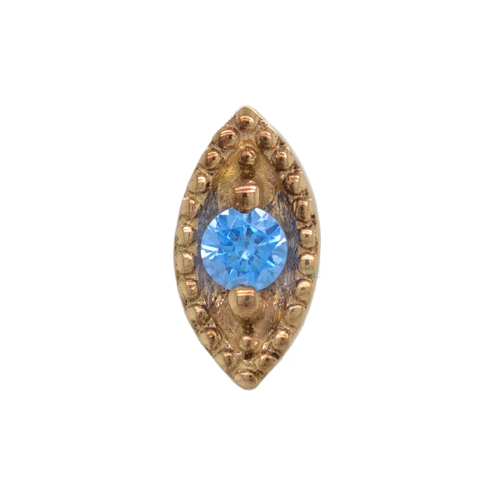 Millgrain Marquise Threaded End in Gold with Faceted Gem - Image 6