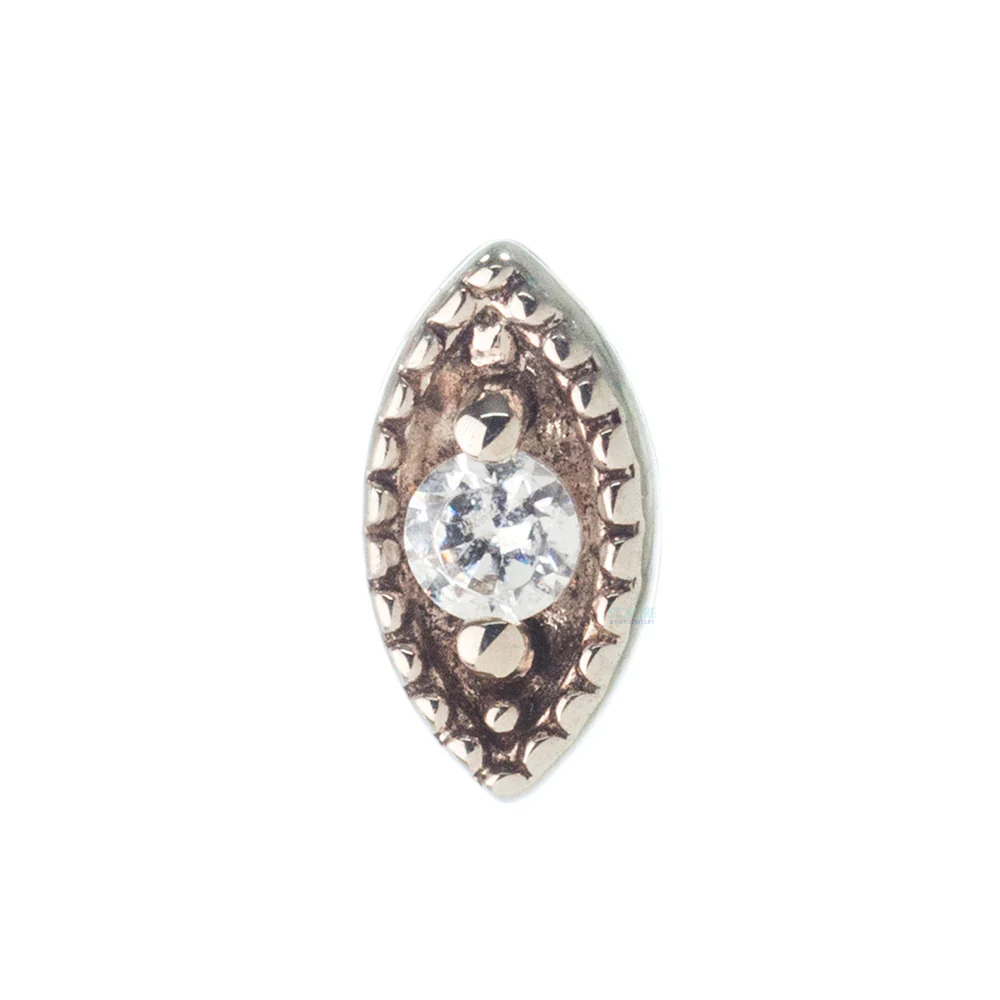 Millgrain Marquise Threaded End in Gold with Faceted Gem - Image 7