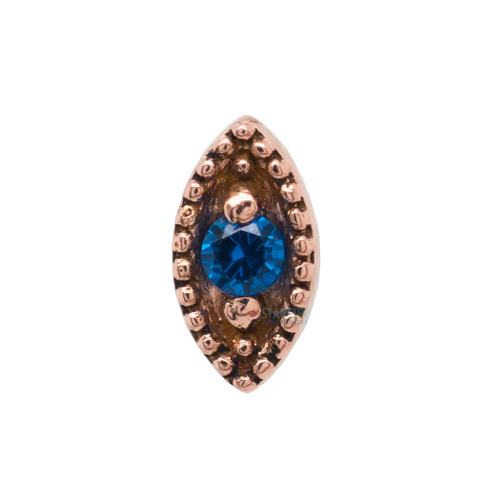 Millgrain Marquise Threaded End in Gold with Faceted Gem - Image 8