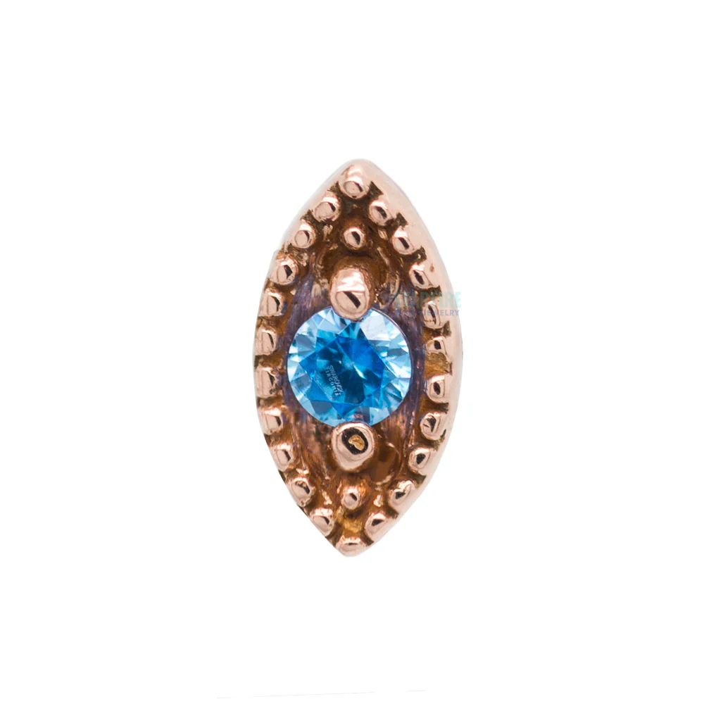 Millgrain Marquise Threaded End in Gold with Faceted Gem - Image 9