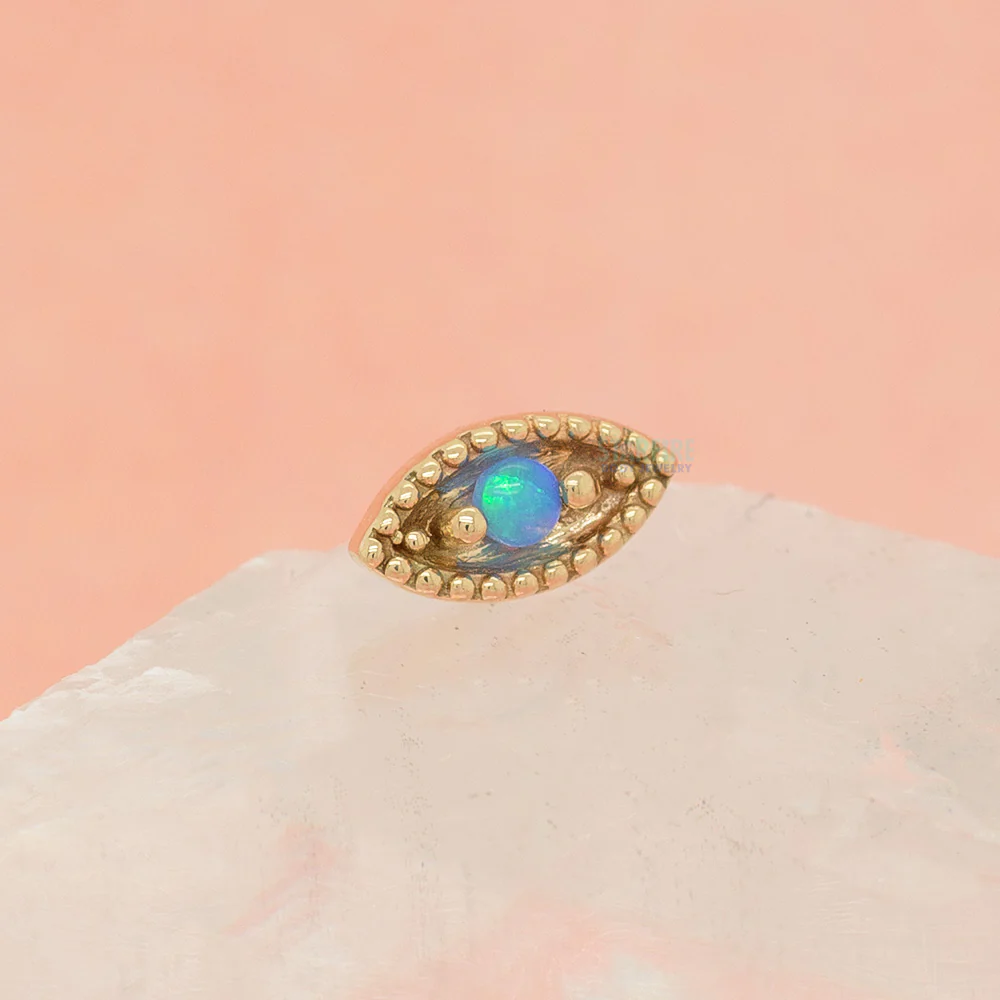 Millgrain Marquise Threaded End in Gold with Opal - Image 2