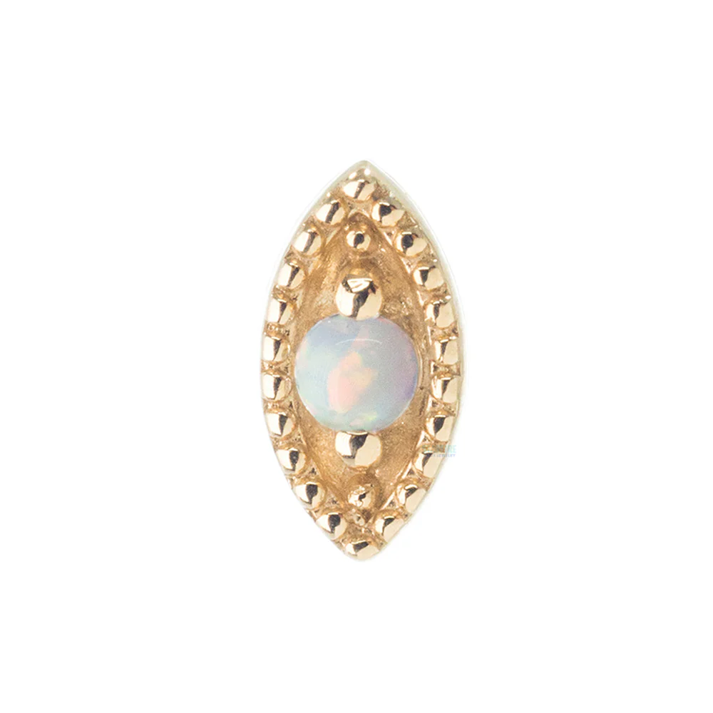 Millgrain Marquise Threaded End in Gold with Opal - Image 4